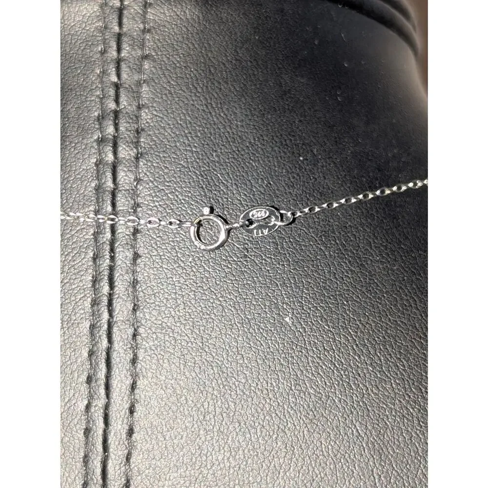 925 Sterling Silver Crystal Cat Pendant 18" Chain Necklace - Picture 4 of 6
